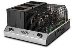 McIntosh MC1502 vacuum tube amplifier left-angle view with protective cage