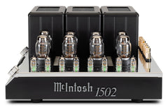 McIntosh MC1502 150-watt stereo tube amplifier front and top view