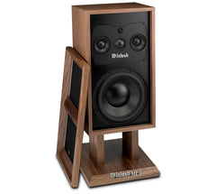 McIntosh ML1 Mk II American Walnut loudspeaker angled left with grille removed