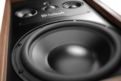 McIntosh ML1 Mk II driver close-up showing 12-inch woofer, midrange drivers, and titanium tweeter