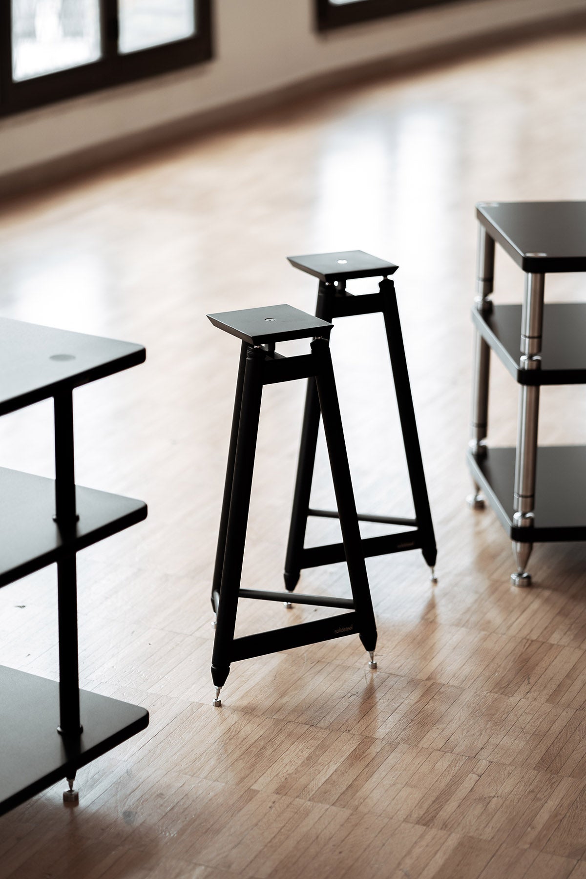 Solidsteel furniture in a manufacturer listening-room setting