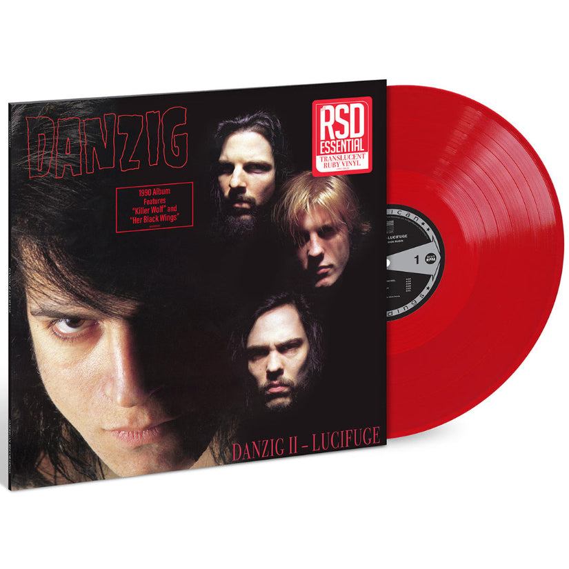Danzig II Lucifuge album cover with translucent ruby vinyl record