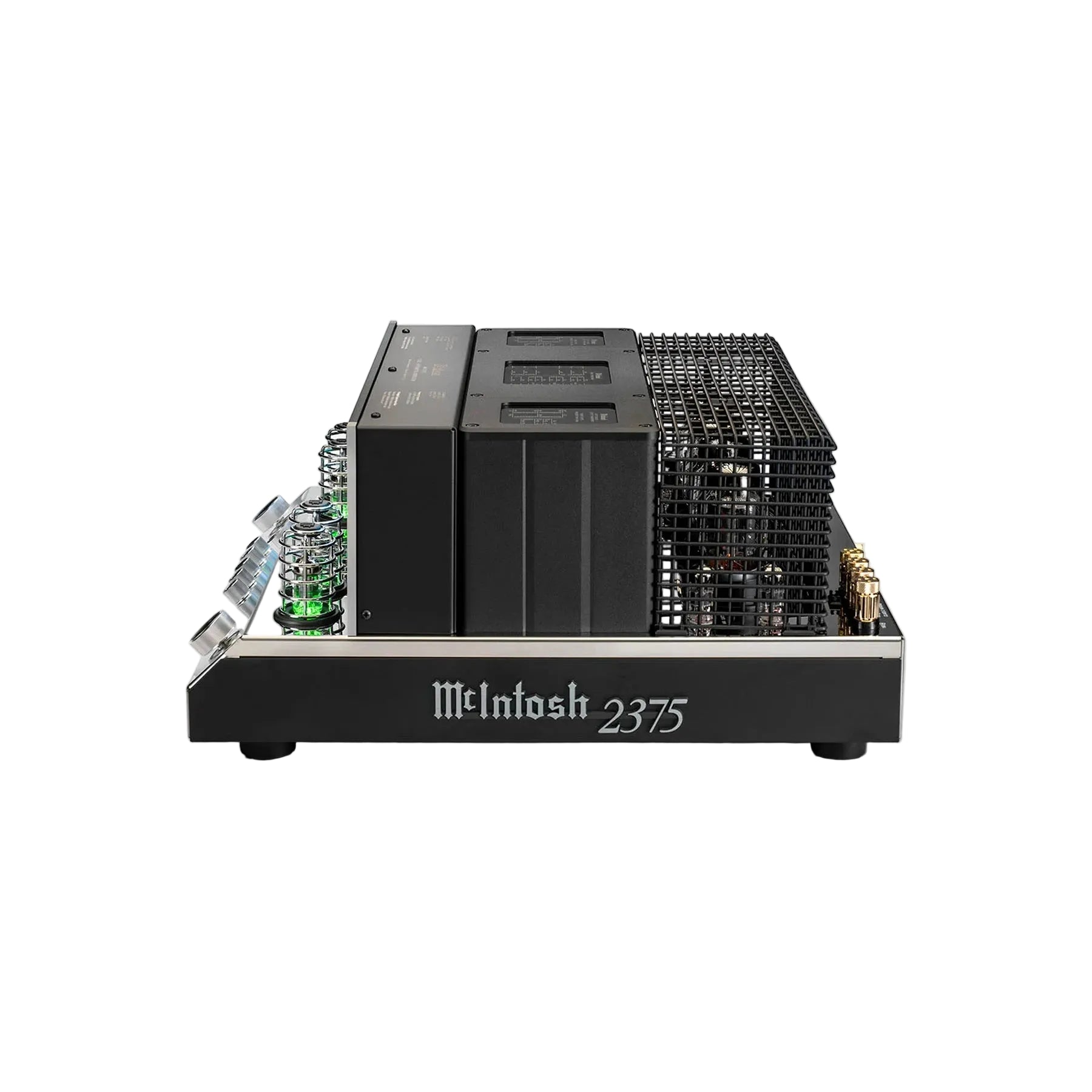 McIntosh MA2375 side view with protective vacuum-tube cage