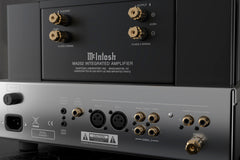 McIntosh MA252 hybrid integrated amplifier rear connection panel angled view
