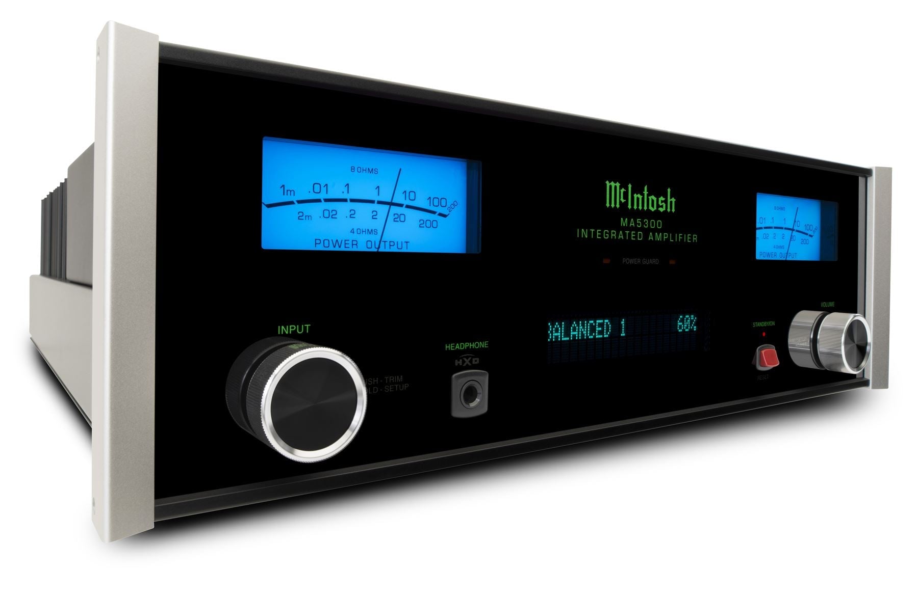 McIntosh MA5300 integrated amplifier elevated top-angle view