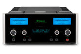 McIntosh MAC7200 stereo receiver front and top view with blue watt meters and tuner display