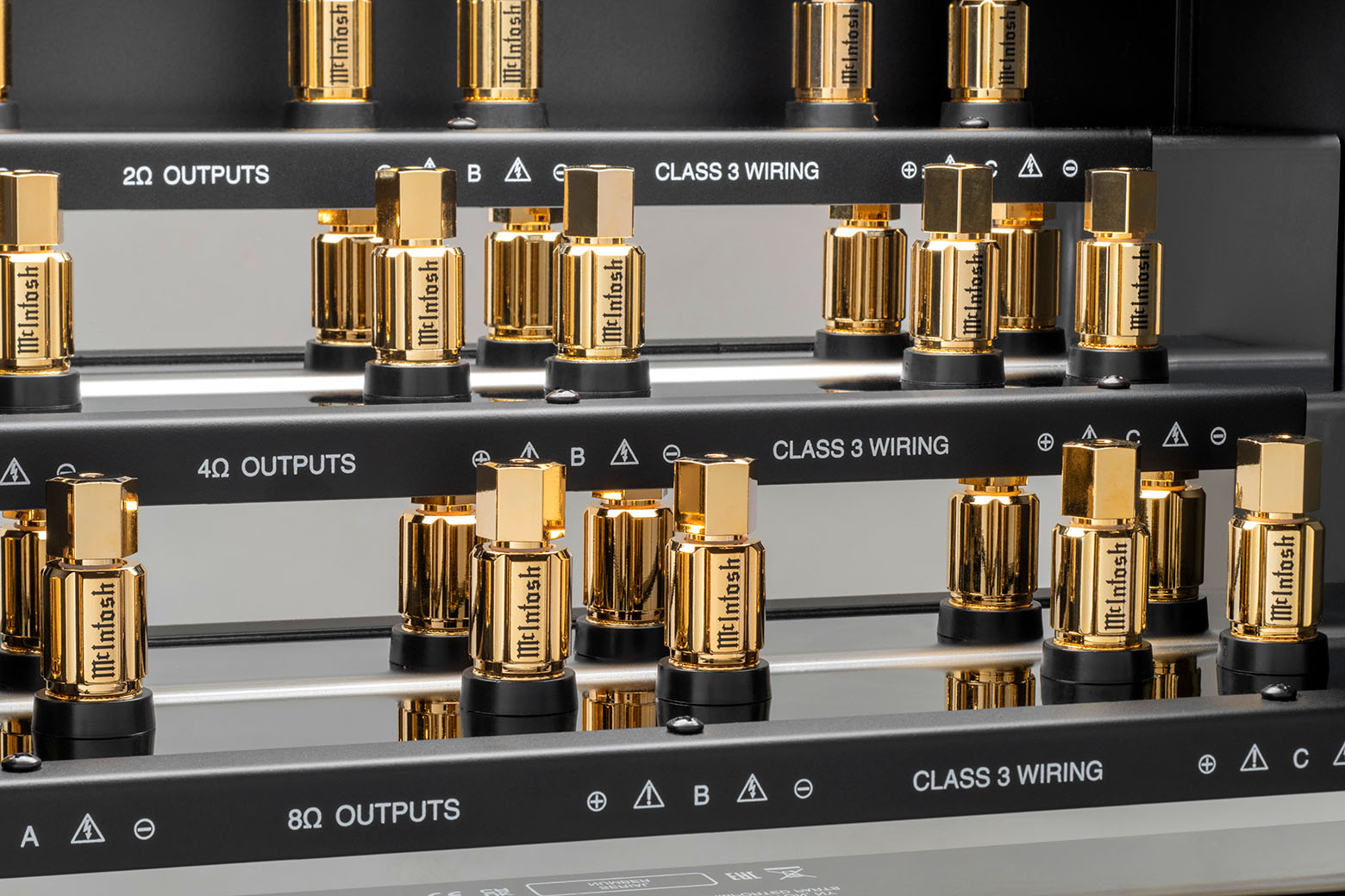 McIntosh MC2.1KW output module rear panel with dual inputs and speaker terminals