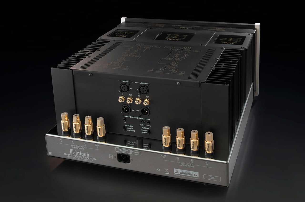 McIntosh MC312 2-channel power amplifier rear three-quarter view