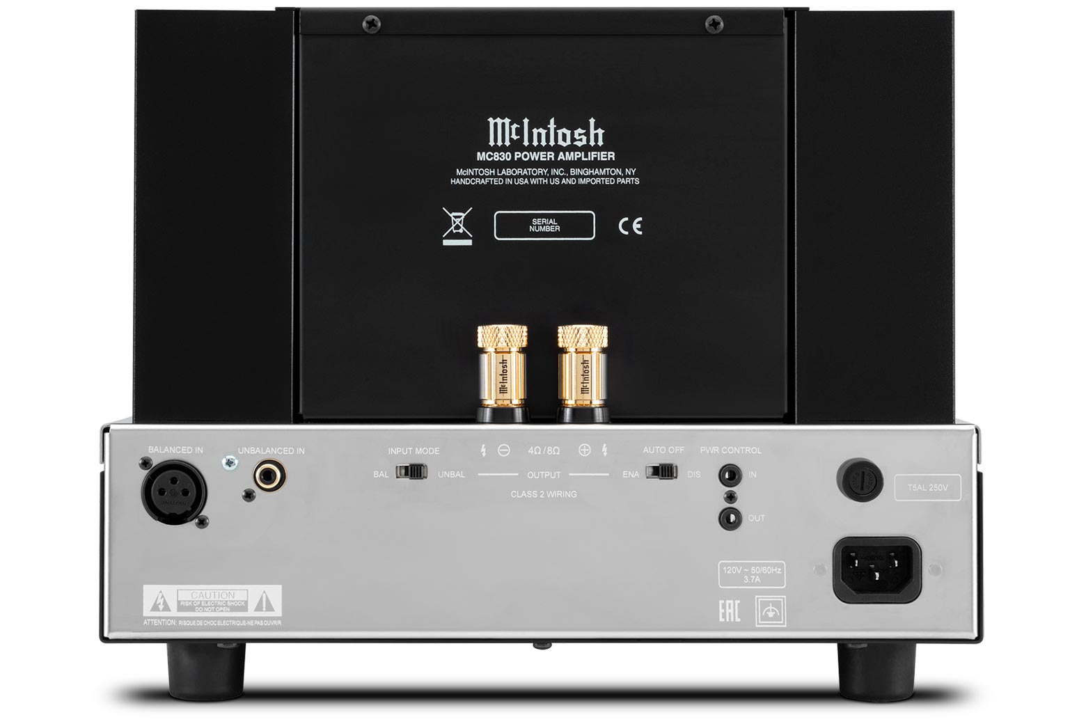 McIntosh MC830 monoblock power amplifier rear panel