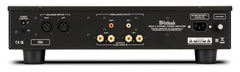 McIntosh MI502 rear panel with balanced and unbalanced inputs and speaker binding posts