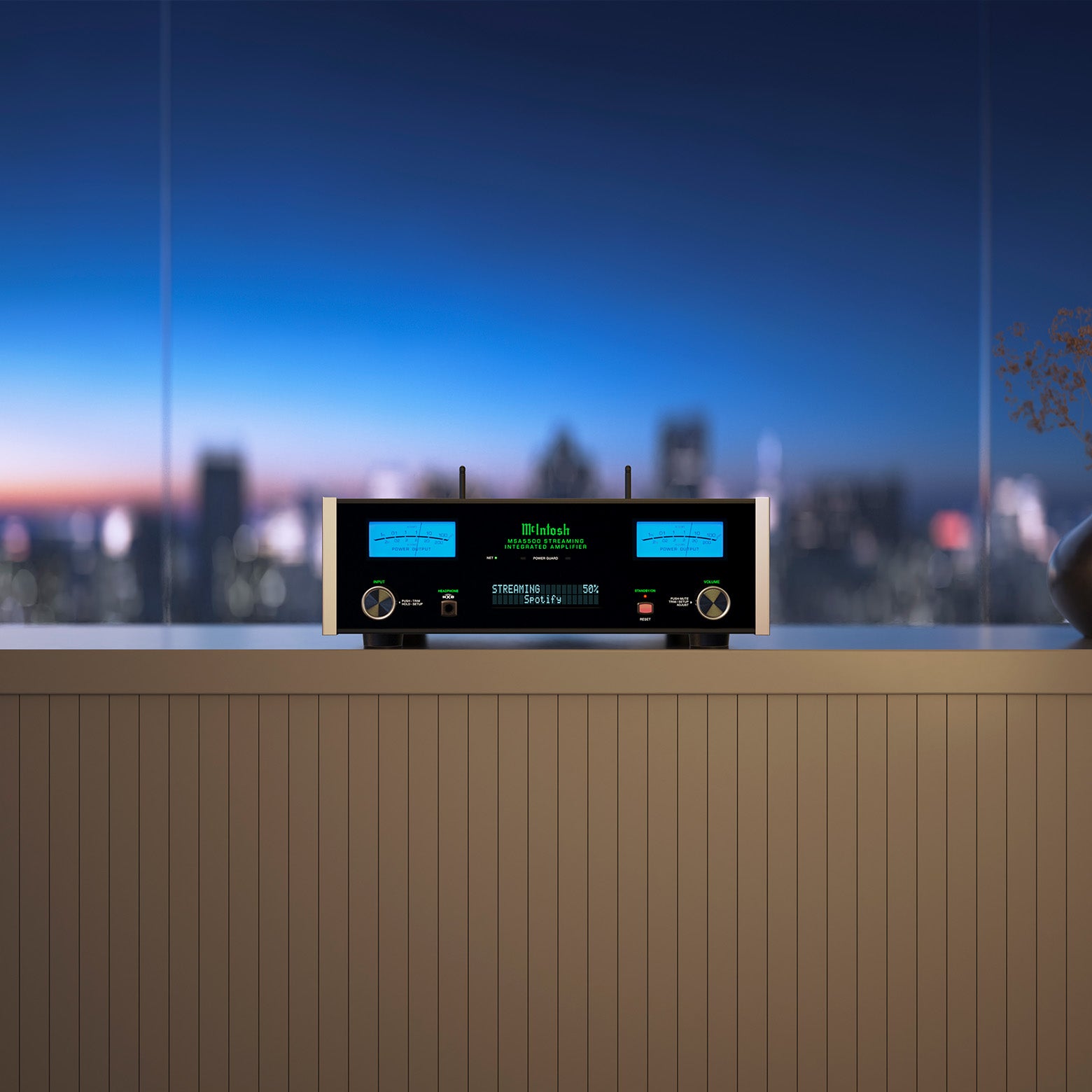 McIntosh MSA5500 streaming integrated amplifier in a modern listening space