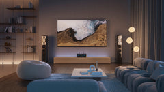 McIntosh MSA5500 streaming integrated amplifier with speakers and television