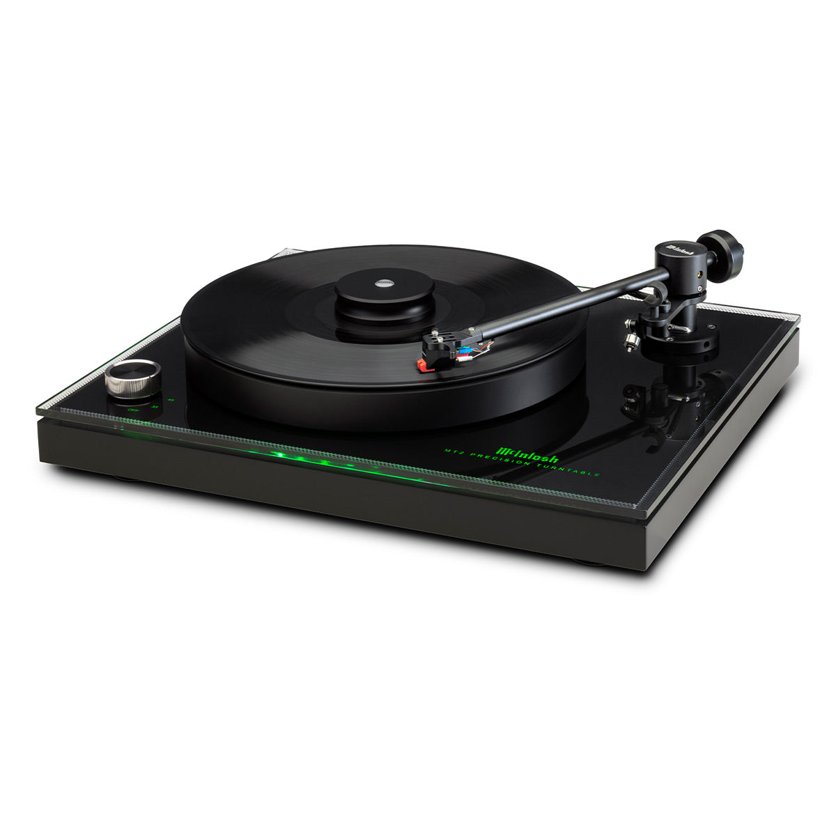 McIntosh MT2 turntable platter and dural-aluminum tonearm detail