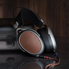 Meze POET headphones with braided copper cable and carrying case