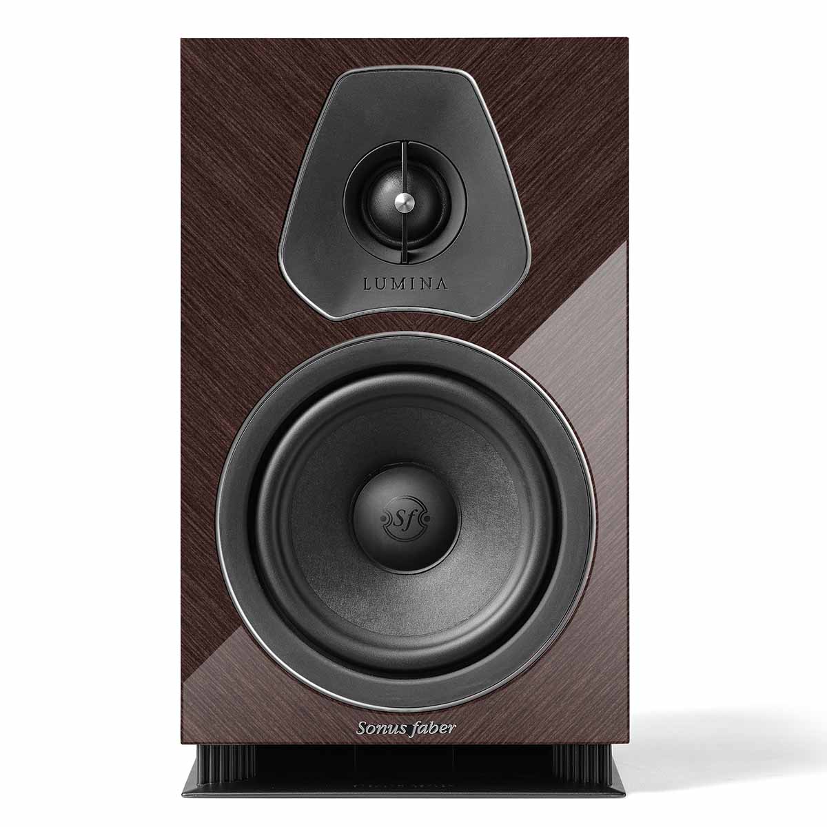 Sonus Faber Lumina Bookshelf speaker with Wenge finish on a white background