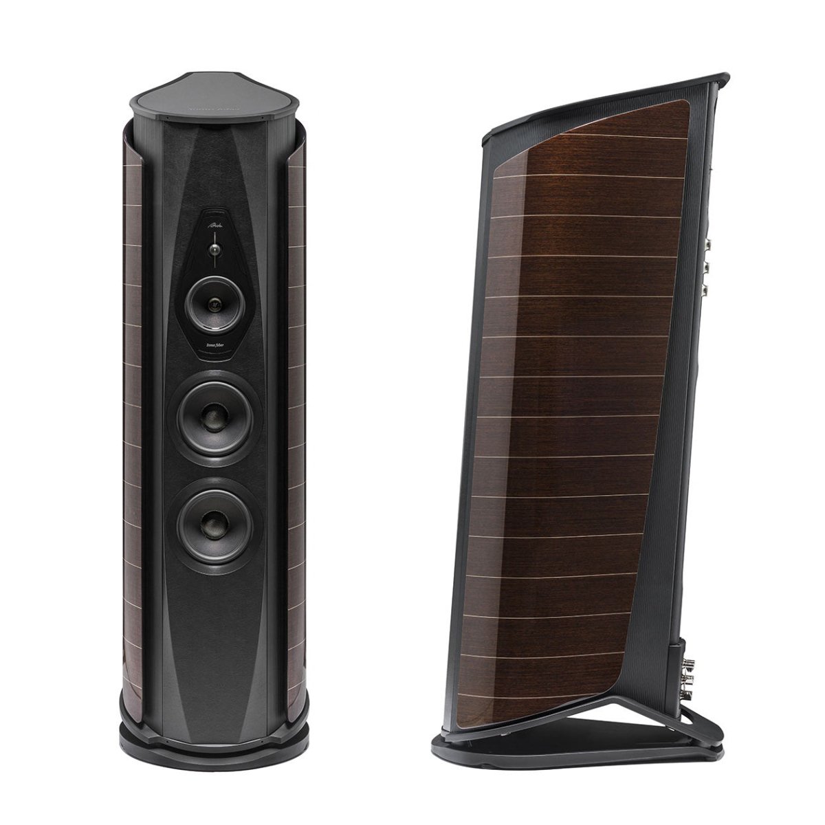 Sonus Faber Aida floorstanding speaker in Wenge high-gloss finish, front view