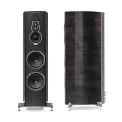 Sonus Faber Amati G5 floorstanding speakers in Graphite Wood and Italian leather