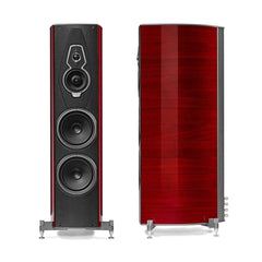 Sonus Faber Amati G5 floorstanding speakers in Red Wood and Italian leather
