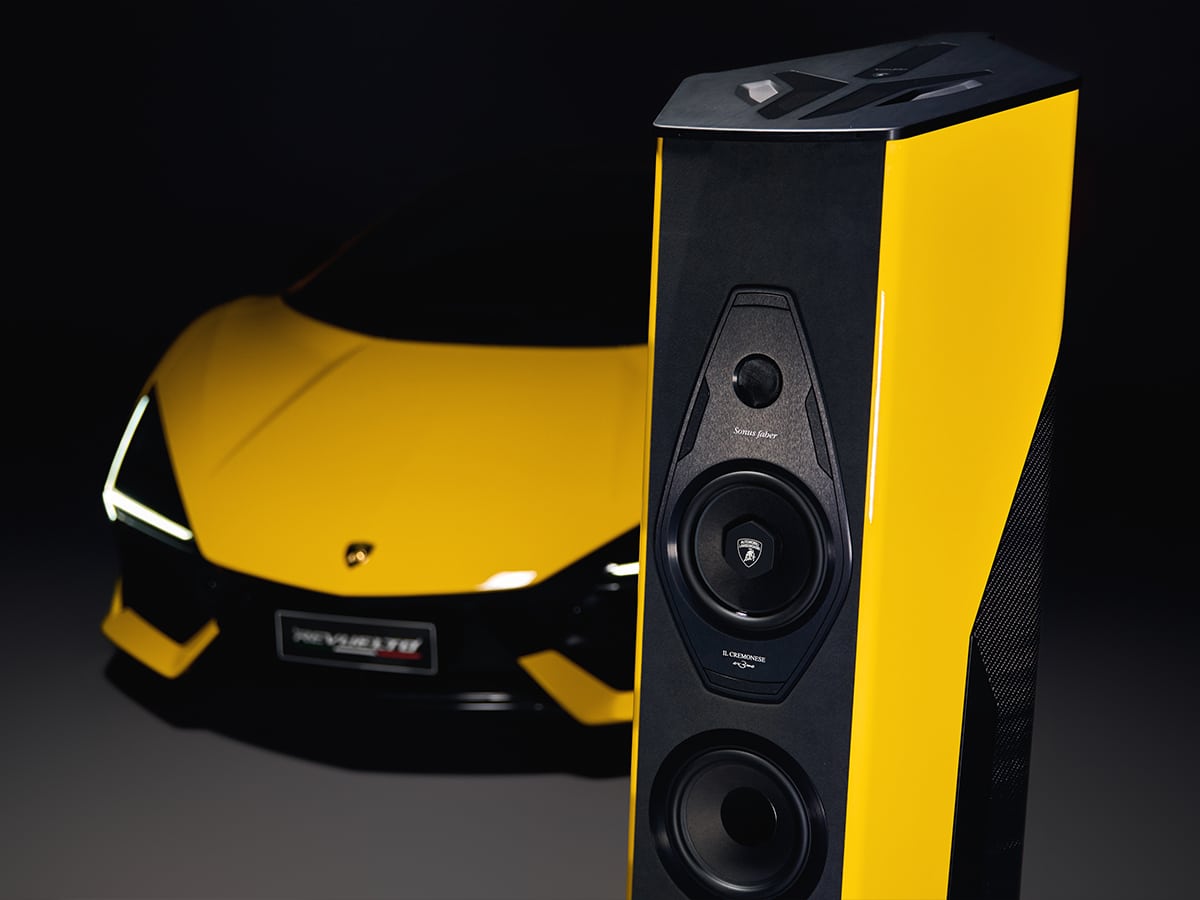 Sonus Faber Il Cremonese ex3me Automobili Lamborghini Edition speaker with Lamborghini Revuelto