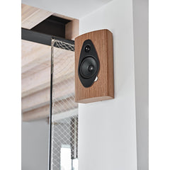 Sonus faber Sonetto Wall G2 walnut speaker installed on wall