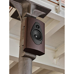 Sonus faber Sonetto Wall G2 on-wall speaker in wenge finish installed on column