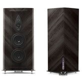 Sonus Faber Stradivari G2 floorstanding speakers in Graphite Wood and Italian leather