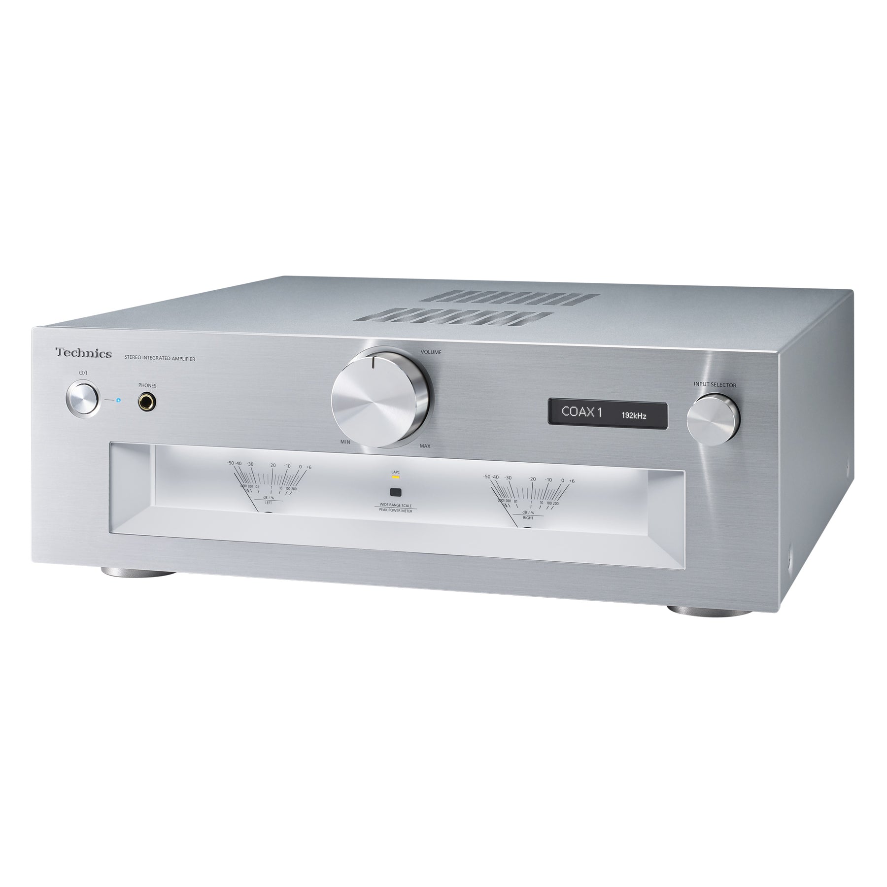 Technics SU-G700M2 stereo integrated amplifier in silver, angled view