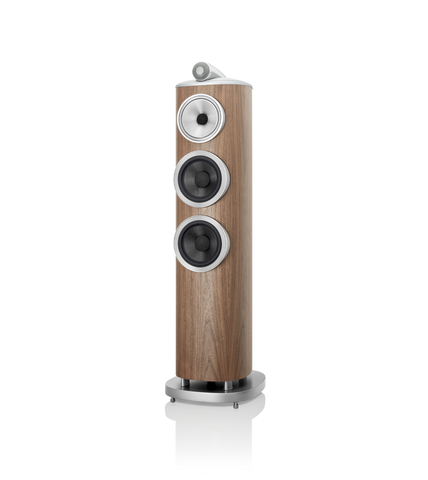 Bowers & Wilkins 804 D4 Satin Walnut with grille off.