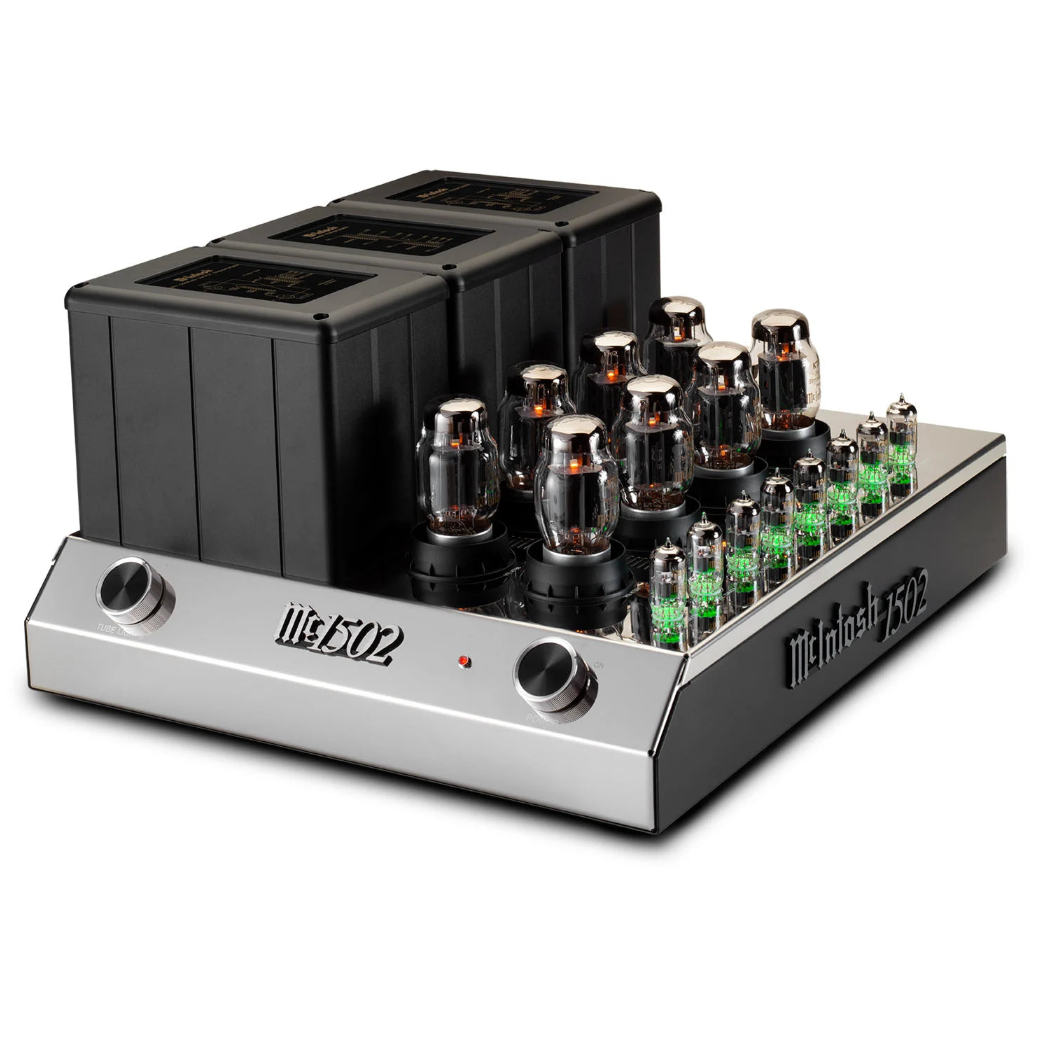 McIntosh MC1502 2-channel vacuum tube power amplifier left-angle view