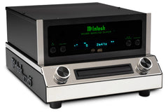 McIntosh MCD85 SACD/CD player angled front view with compact disc
