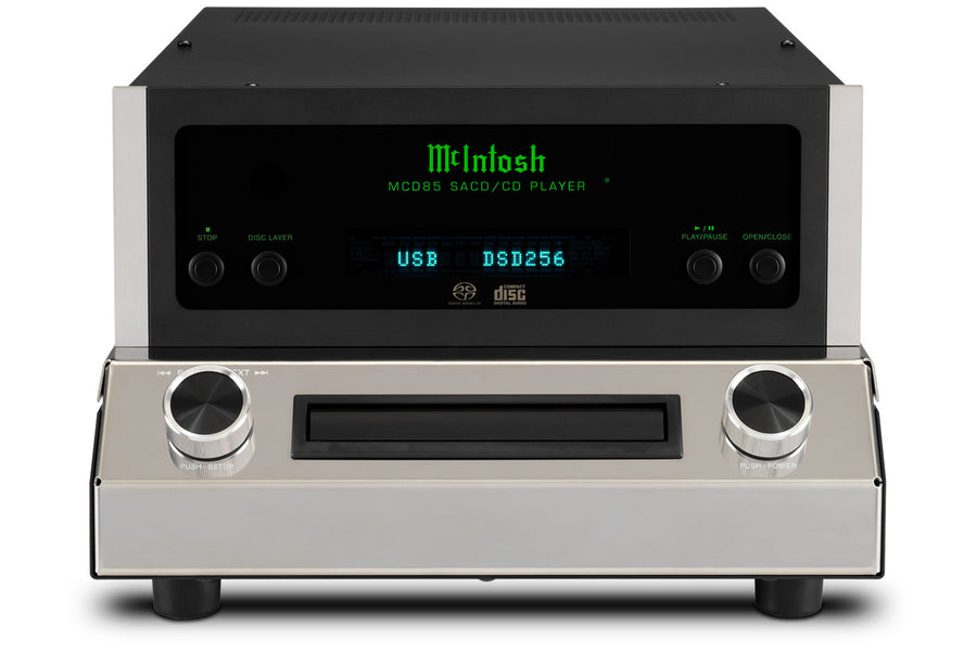 Front and top view of the McIntosh MCD85 SACD/CD player
