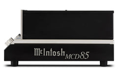 Side view of the McIntosh MCD85 SACD/CD player and polished open chassis