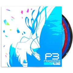 The Persona 3 Reload 4LP Vinyl Box set featuring shattered glass holographic colored vinyl. 