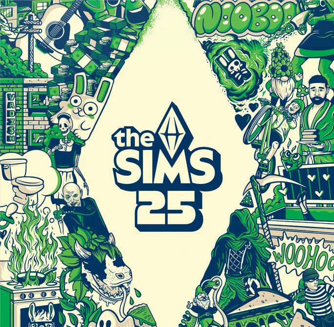 The Sims 25th Soundtrack metallic shiny green vinyl 2LP cover