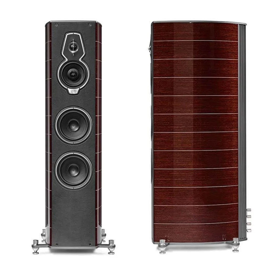 Sonus Faber Serafino G2 floorstanding speakers in Wenge Wood and Italian leather