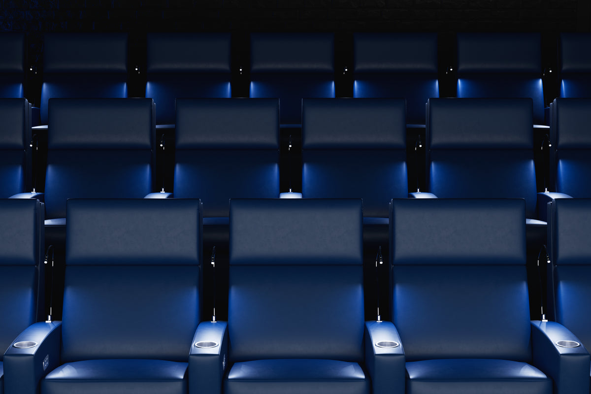 Fortress CineMilano theater seating arranged in three rows