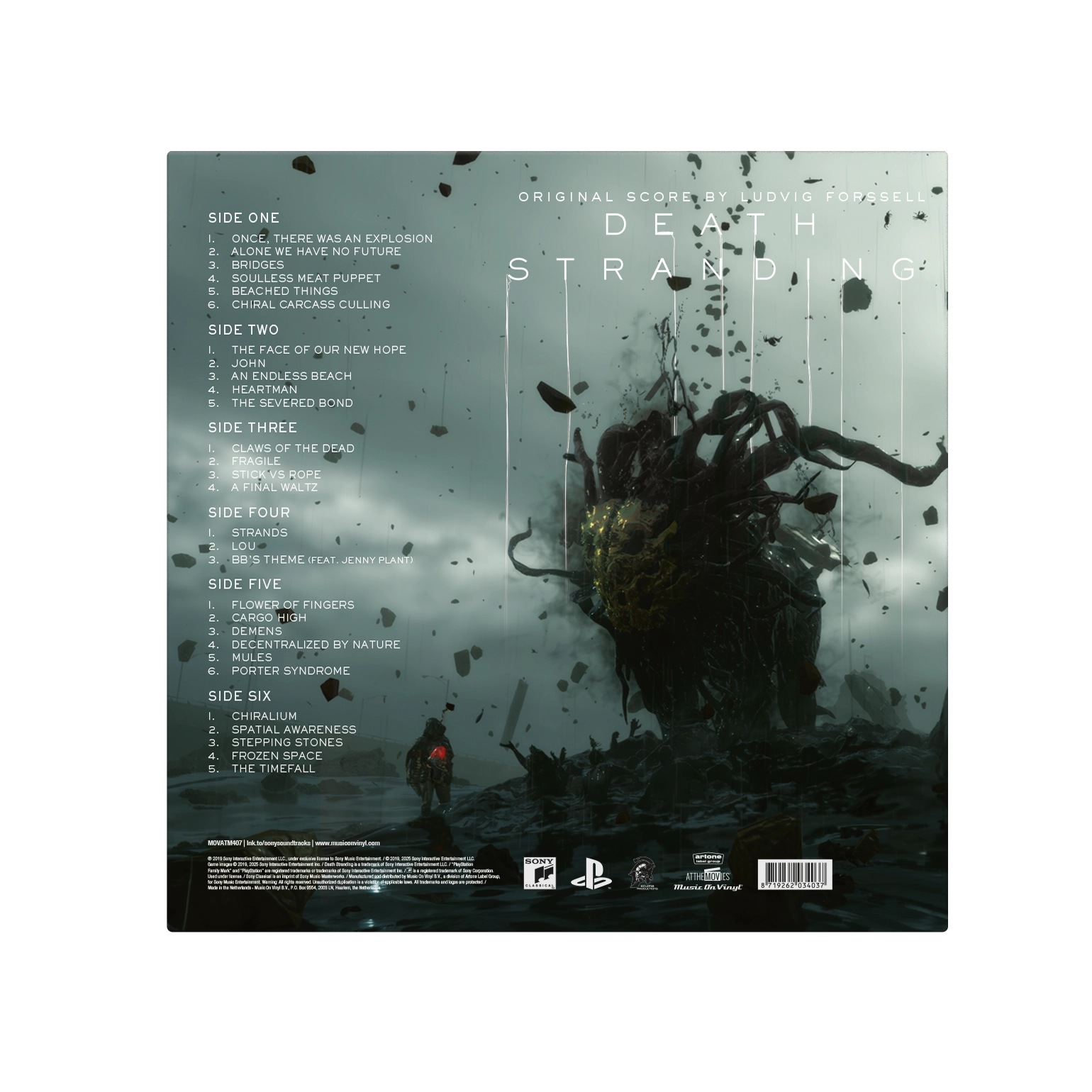 Death Stranding Original Score vinyl back cover and tracklist