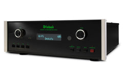 McIntosh DS200 streaming DAC angled right view with Wi-Fi Spotify display