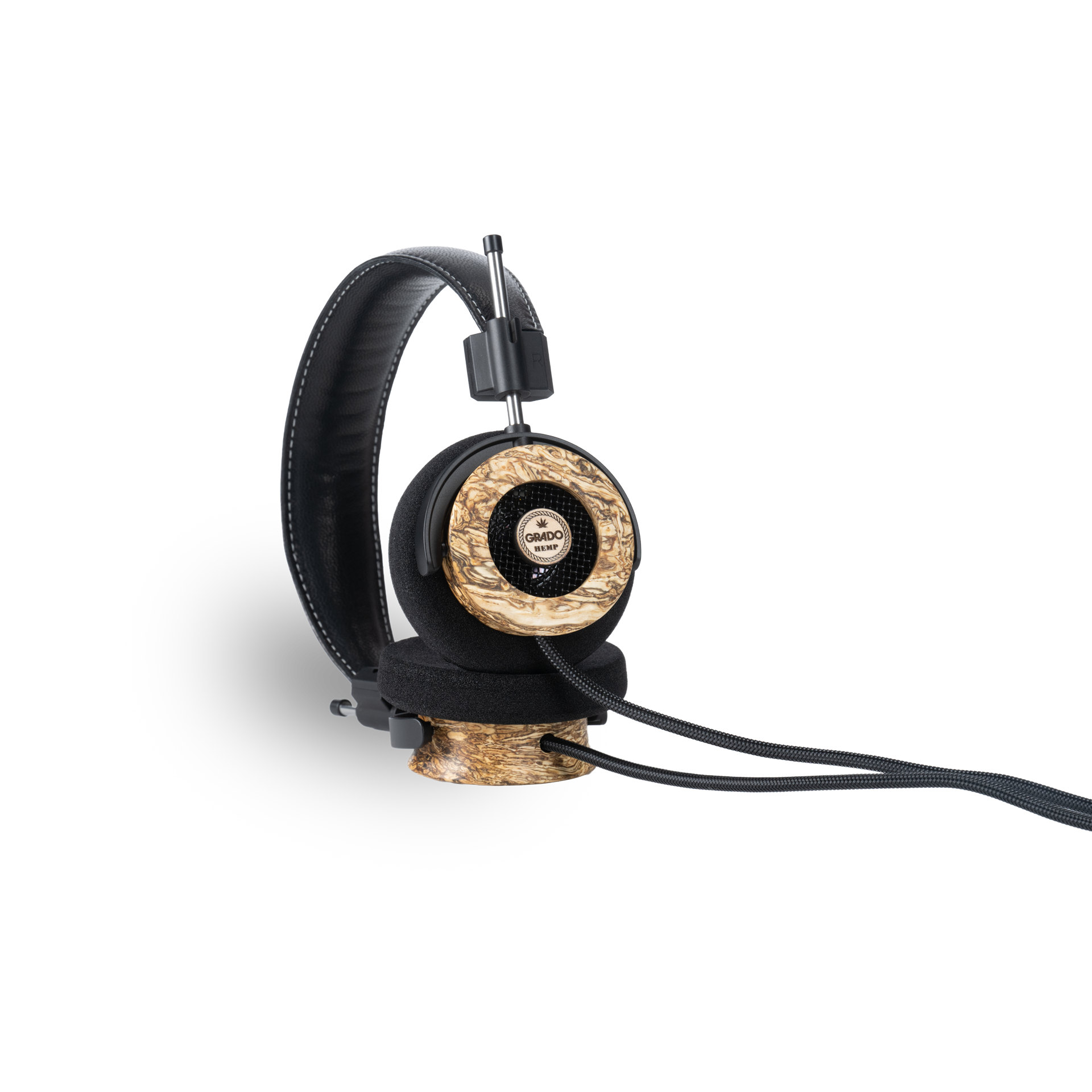 Grado Hemp Classic Series headphones three-quarter view with Grado open-back earcups