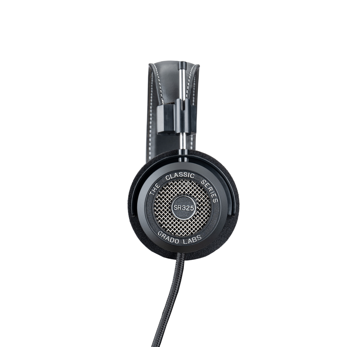 Grado SR325 Classic Series open-back headphones side view with aluminum earcups