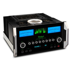 McIntosh MA12000 front panel with blue watt meters and controls