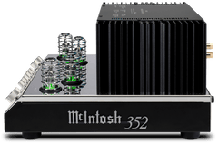 McIntosh MA352 integrated amplifier side profile with vacuum tubes and heatsink