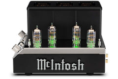 McIntosh MHA200 vacuum tube headphone amplifier front and top view
