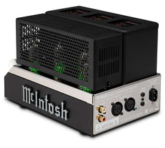 McIntosh MHA200 vacuum tube headphone amplifier right angled view with protective tube cage