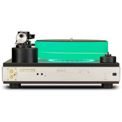 McIntosh MT10 Precision Turntable top view showing belt drive platter and tonearm