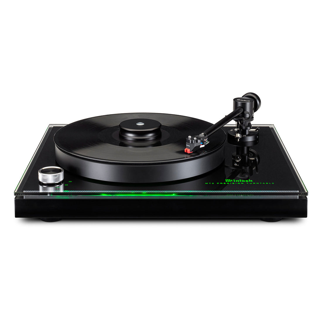 McIntosh MT2 Precision Turntable front angled view with Sumiko Moonstone cartridge