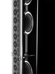 McIntosh XRT1.1K line array close-up with aluminum-magnesium midrange drivers and tweeters