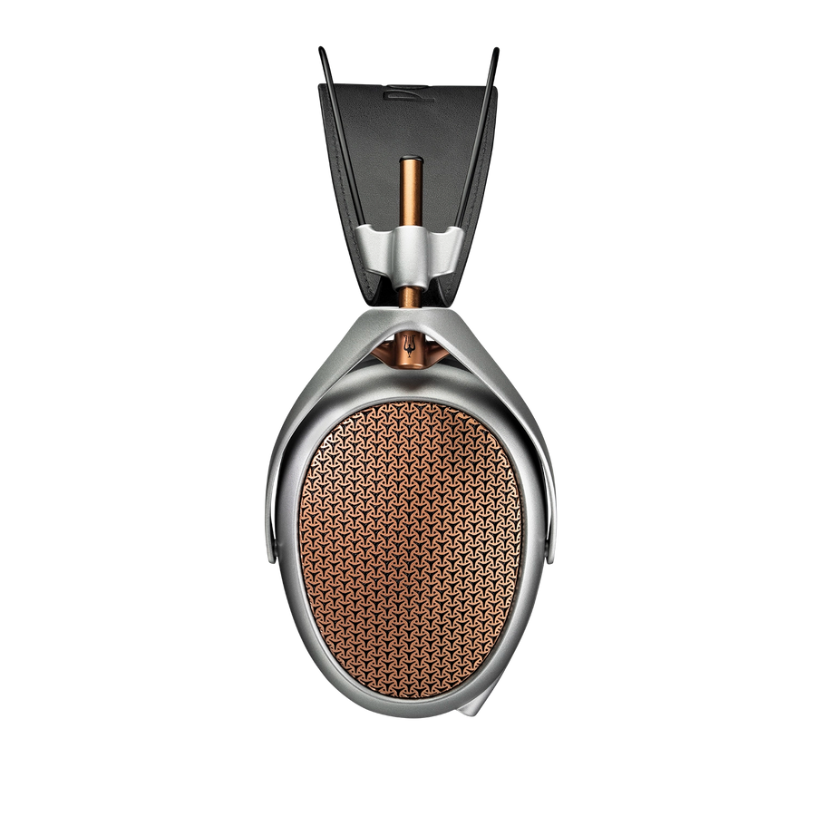 Meze POET open-back headphones side view with copper grille