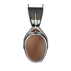 Meze POET open-back headphones side view with copper grille