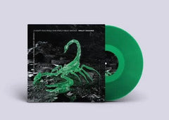 Vinyl record with green disc and black and white cover featuring a scorpion illustration.